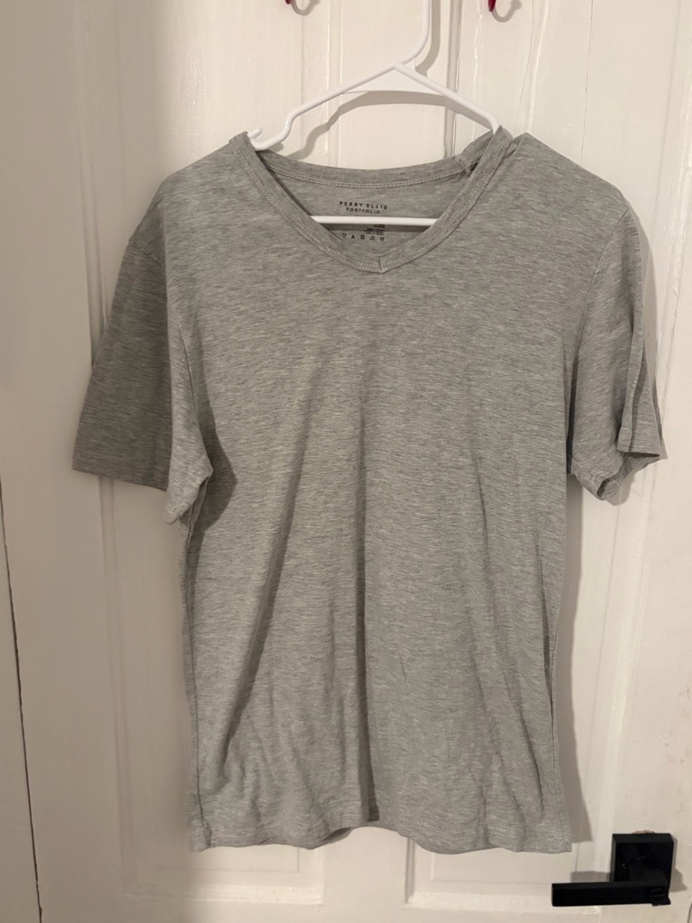 Perry Ellis Light Gray V-Neck Men's Shirt
